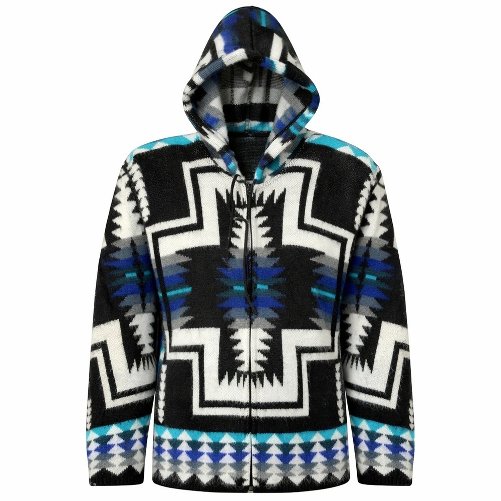 Yarina Alpaca Cotton Zip Hoodie Sweater Mens Large Southwestern Ecuador